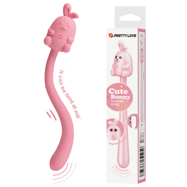 Pretty Love Cute Bunny Flirting Stick Silky Silicone Magnetic Charging Rechargeable