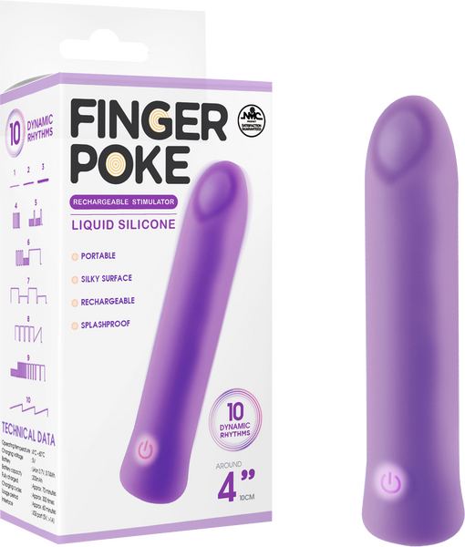 Excellent Power Finger Poke Stimulator 10 Dynamic Rhythms Rechargeable 4"