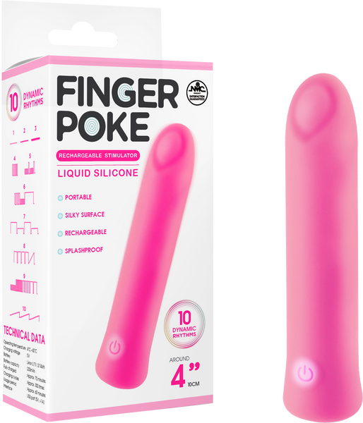 Excellent Power Finger Poke Stimulator 10 Dynamic Rhythms Rechargeable 4"