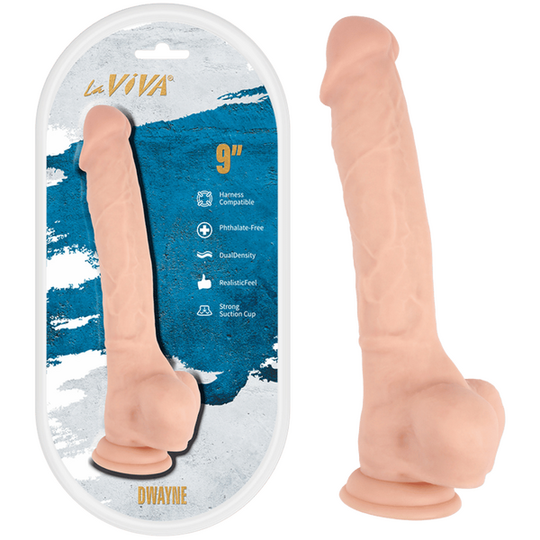 LaViva Dwayne 9" Harness Compatible Dual Density Realistic Feel Strong Suction Cup
