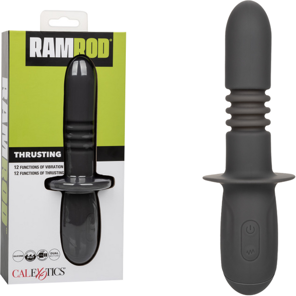 The product image shows a black, cylindrical probe with a ribbed texture. The packaging box is also displayed, indicating the product's features and brand.