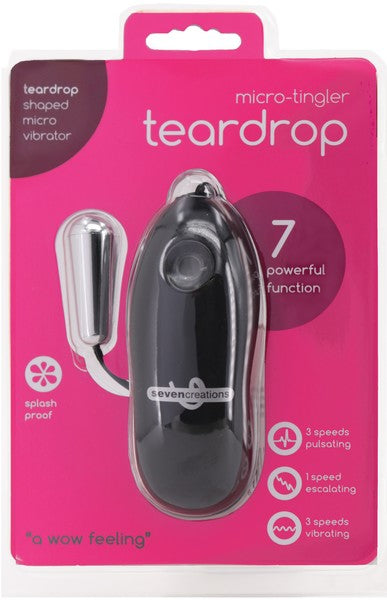 Seven Creations Micro Tingler - Teardrop Silver 7 Powerful Functions