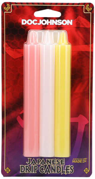 Doc Johnson Japanese Drip Candles Pink, White, Yellow - Pack of 3