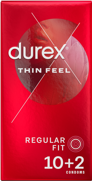 Durex Thin Feel Regular Fit Condoms 52mm - Pack of 10 - 2 Free
