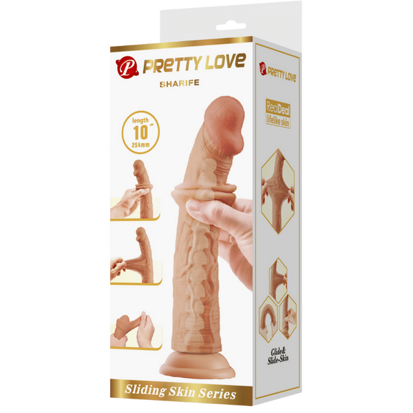 Pretty Love Sharife Realistic Super Cock Dildo Vertebrae Core with Suction Cup 10"