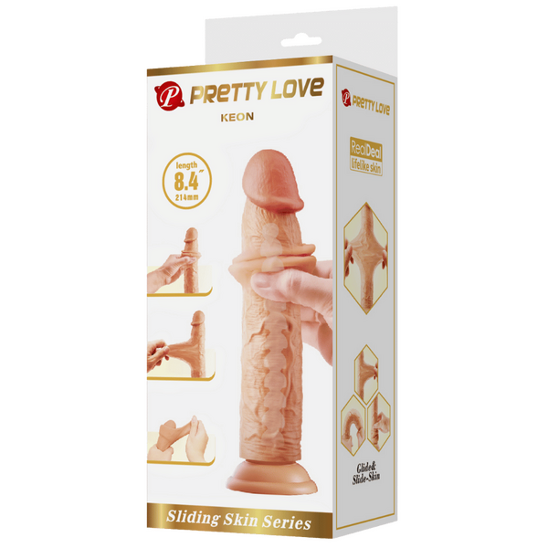 Pretty Love Keon Realistic Super Cock Dildo Vertebrae Core with Suction Cup 8.4"