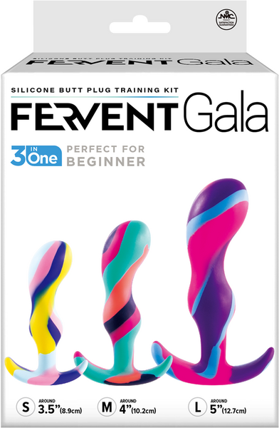 Excellent Power Fervent Gala Silicone Butt Plug Training Kit Small: 3.5" Medium: 4" Large: 5"