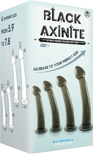Black Axinite Ice Crystals Collection 3-in-1 Anal Plug Kit Set High Transparent TPE Material