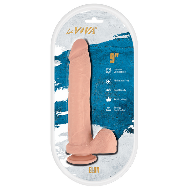 LaViva Elon 9" Harness Compatible Dual Density Realistic Feel Strong Suction Cup