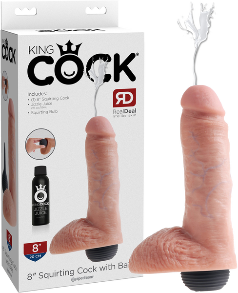 Pipedream King Cock® Squirter Squirting Cock With Balls 8" Use plenty of Lube!
