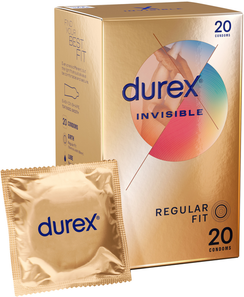 Durex Invisible Regular Fit Condoms Easy-On 56mm - Pack of 20