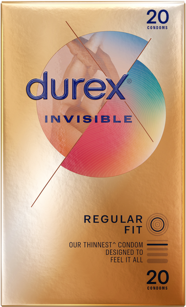 Durex Invisible Regular Fit Condoms Easy-On 56mm - Pack of 20