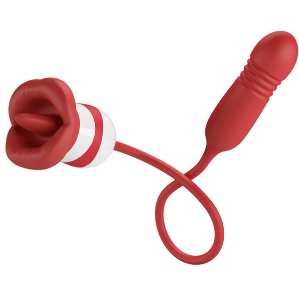 Pretty Love Ashlynn Mouth Shaped Vibrator Thrusting Bullet Licking Tongue Rechargeable