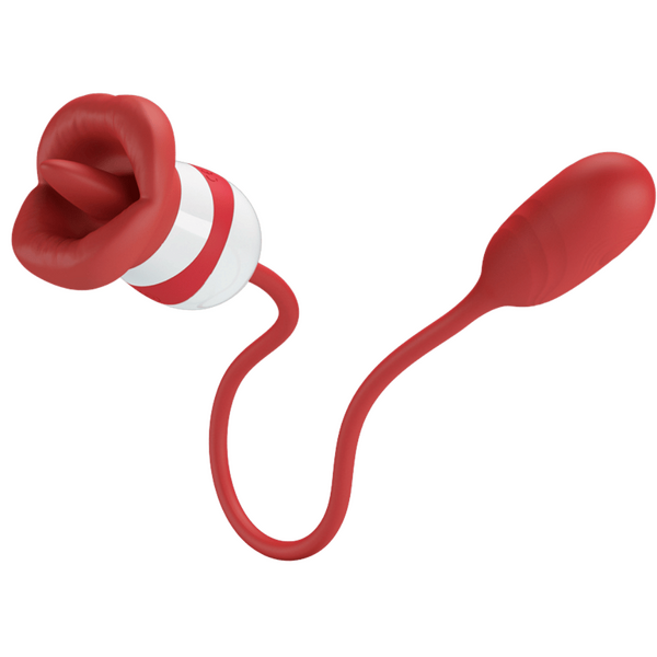 Pretty Love Aliyah Mouth Shaped Double-Ended Thumping Vibrating Bullet Tongue Rechargeable