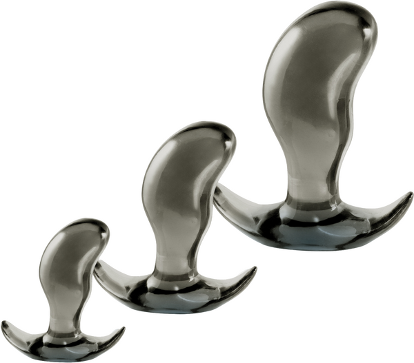 Black Axinite Ice Crystals Collection 3-In-1 Anal Plug Kit Set High Transparent TPE Material