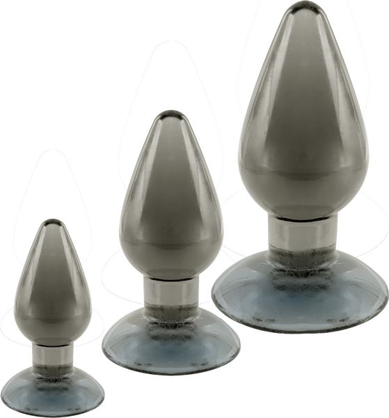 Black Axinite Ice Crystals Collection 3-in-1 Anal Plug Kit Set High Transparent TPE Material