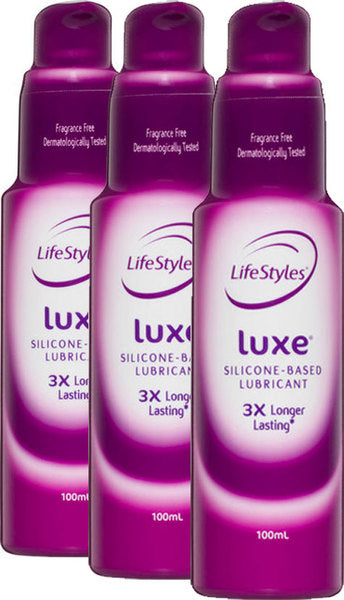 Lifestyles Luxe Lubricant Ideal for use with Ansell latex or polyisoprene condoms (3 Pack - 100ml)