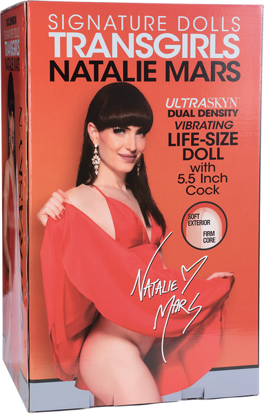 The product image shows the packaging of a life-size doll molded from an adult star, prominently displaying the doll's features and the brand Doc Johnson.