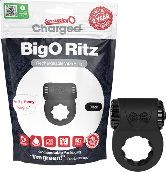 Screaming O BigO Ritz vibrating Ring 3-Speeds Plus Pulsation Rechargeable