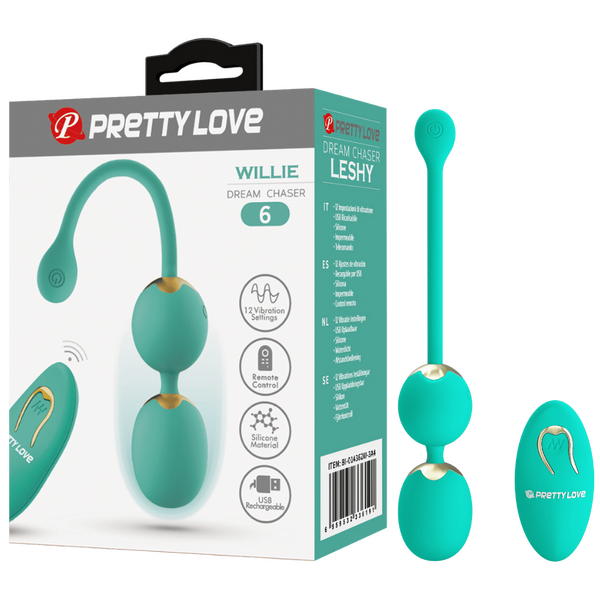 Pretty Love Wilie Dream Chaser Balls 12 Vibration Settings Memory Remote USB Rechargeable