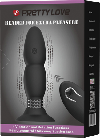 Pretty Love Butt Plug 4 Vibration Rotation Functions Beaded Remote