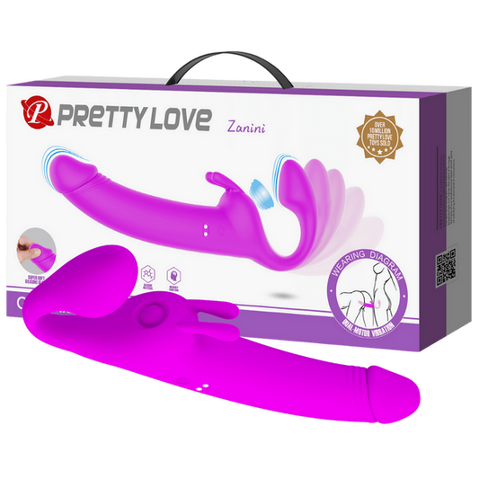 Pretty Love Zanini Vibrating Strapless Strap-On 10 Vibrating 10 Thumping Modes Rechargeable