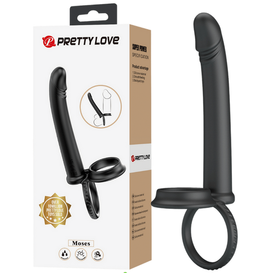 Pretty Love Moses Anal Probe Cock & Ball Ring Dildo Silicone Waterproof