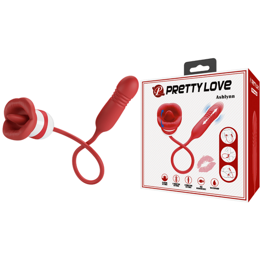 Pretty Love Ashlynn Mouth Shaped Vibrator Thrusting Bullet Licking Tongue Rechargeable
