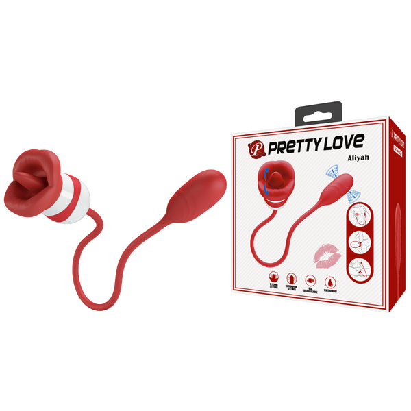 Pretty Love Aliyah Mouth Shaped Double-Ended Thumping Vibrating Bullet Tongue Rechargeable