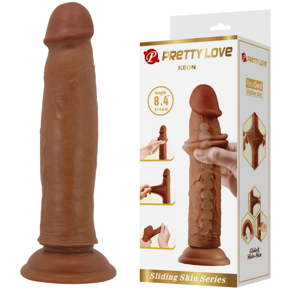 Pretty Love Keon Realistic Super Cock Dildo Vertebrae Core with Suction Cup 8.4"
