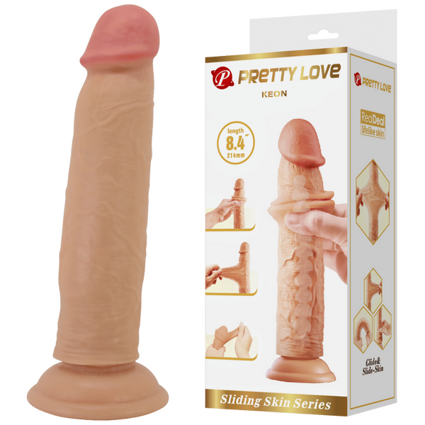 Pretty Love Keon Realistic Super Cock Dildo Vertebrae Core with Suction Cup 8.4"