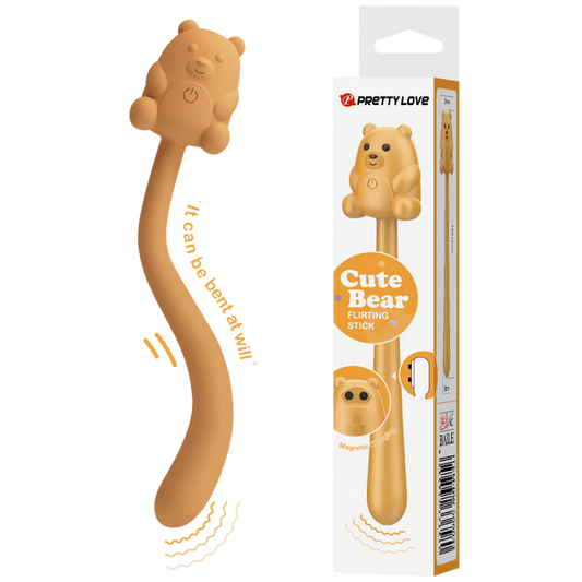 Pretty Love Cute Bear Flirting Stick Silky Silicone Magnetic Charging Rechargeable