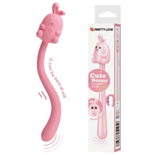 Pretty Love Cute Bunny Flirting Stick Silky Silicone Magnetic Charging Rechargeable