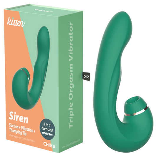 Chisa Siren Triple Orgasm Vibrator 10 Vibration 5 Thumping 5 Suction Patterns Rechargeable