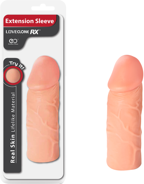 Excellent Power Love Clone RX Extension Sleeve 6" Real Skin Lifelike Material