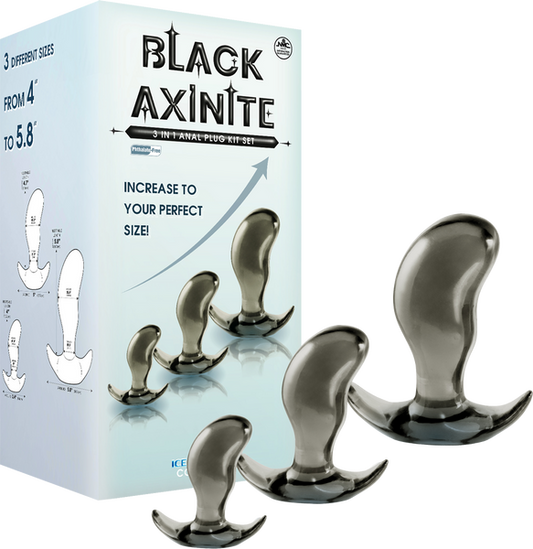 Black Axinite Ice Crystals Collection 3-In-1 Anal Plug Kit Set High Transparent TPE Material