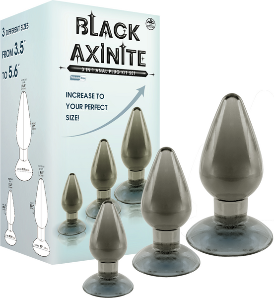 Black Axinite Ice Crystals Collection 3-in-1 Anal Plug Kit Set High Transparent TPE Material