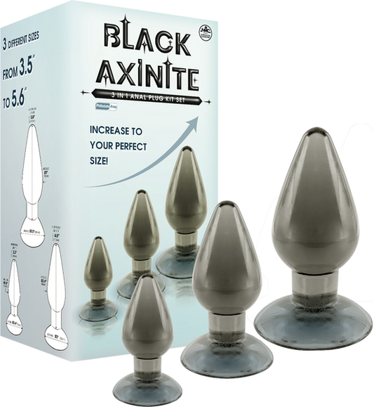 Black Axinite Ice Crystals Collection 3-in-1 Anal Plug Kit Set High Transparent TPE Material