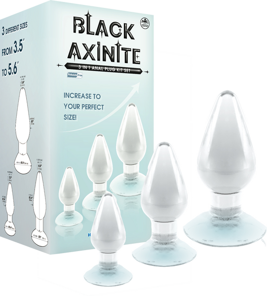 Black Axinite Ice Crystals Collection 3-in-1 Anal Plug Kit Set High Transparent TPE Material