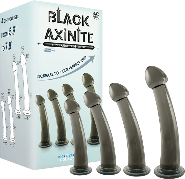 Black Axinite Ice Crystals Collection 3-in-1 Anal Plug Kit Set High Transparent TPE Material