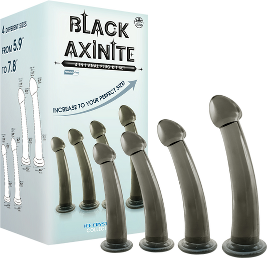 Black Axinite Ice Crystals Collection 3-in-1 Anal Plug Kit Set High Transparent TPE Material