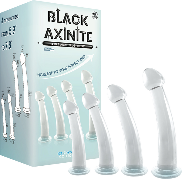 Black Axinite Ice Crystals Collection 3-in-1 Anal Plug Kit Set High Transparent TPE Material