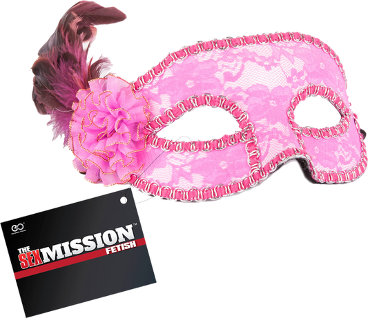 Excellent Power Feathered Masquerade Mask -  Pink