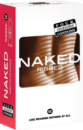 Four Seasons Naked Ribbed Condoms 52mm - Pack of 12