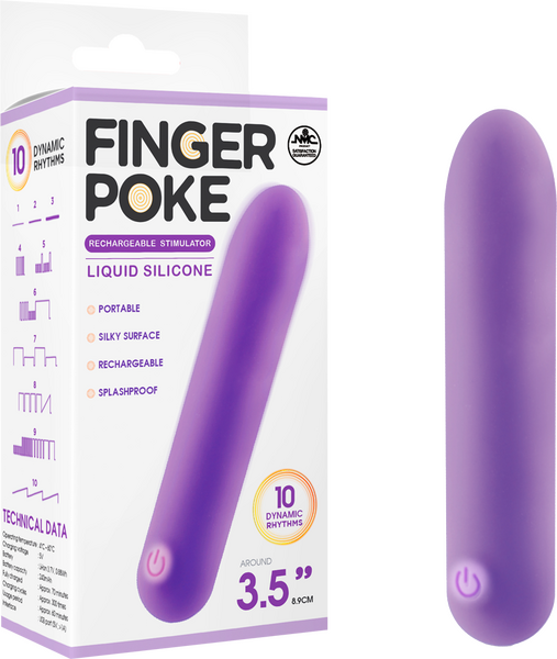 Excellent Power Finger Poke Stimulator 10 Dynamic rhythms 3.5" Rechargeable