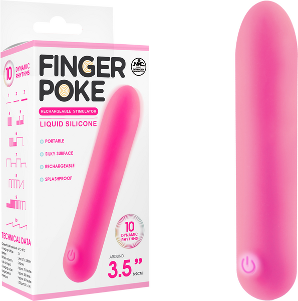 Excellent Power Finger Poke Stimulator 10 Dynamic rhythms 3.5" Rechargeable