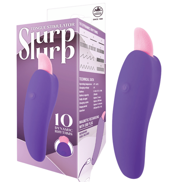 Excellent Power Slurp Slurp - Tongue Stimulator 10 Dynamic Rhythms Magnetic Recharging