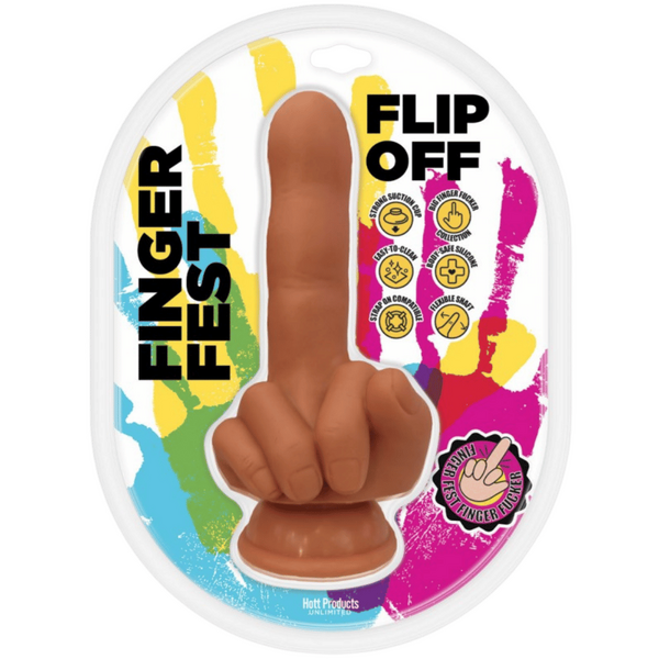 Hott Products Unlimited Flip Off Finger Shaped Dildo Strong Suction Cup Base