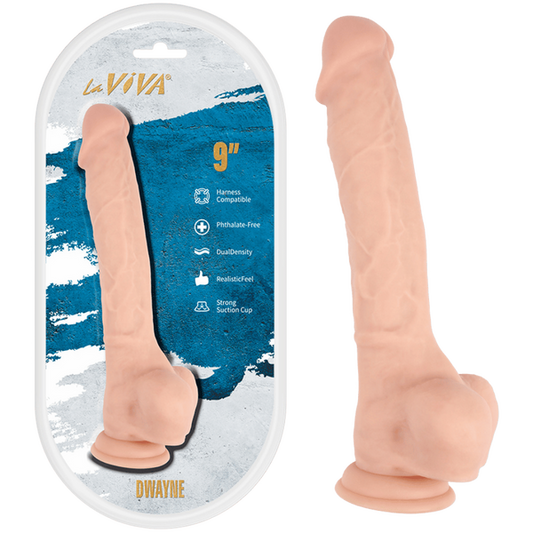 LaViva Dwayne 9" Harness Compatible Dual Density Realistic Feel Strong Suction Cup