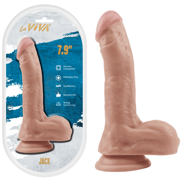 LaViva Jack 7.9" Harness Compatible Dual Density Realistic Feel Strong Suction Cup